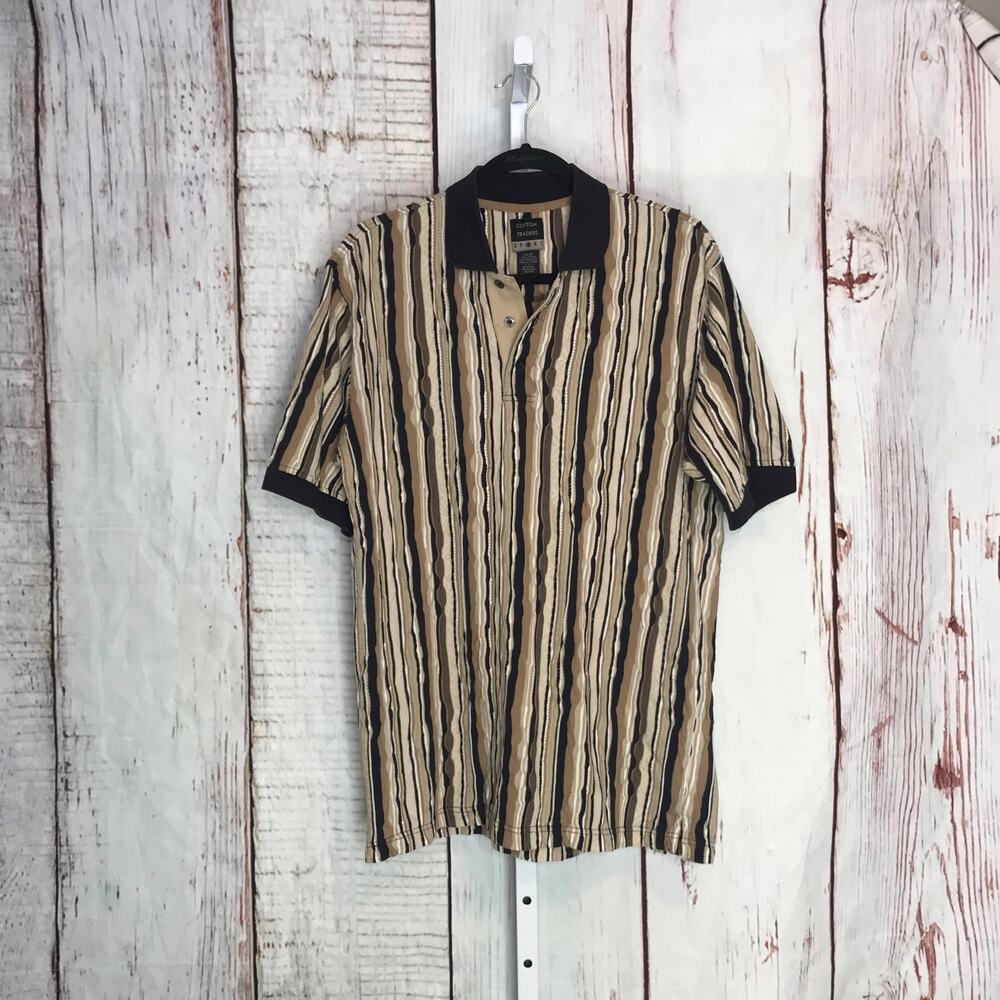 Vintage Cotton Traders "Coogi" Style short sleeve textured knitted polo shirt
